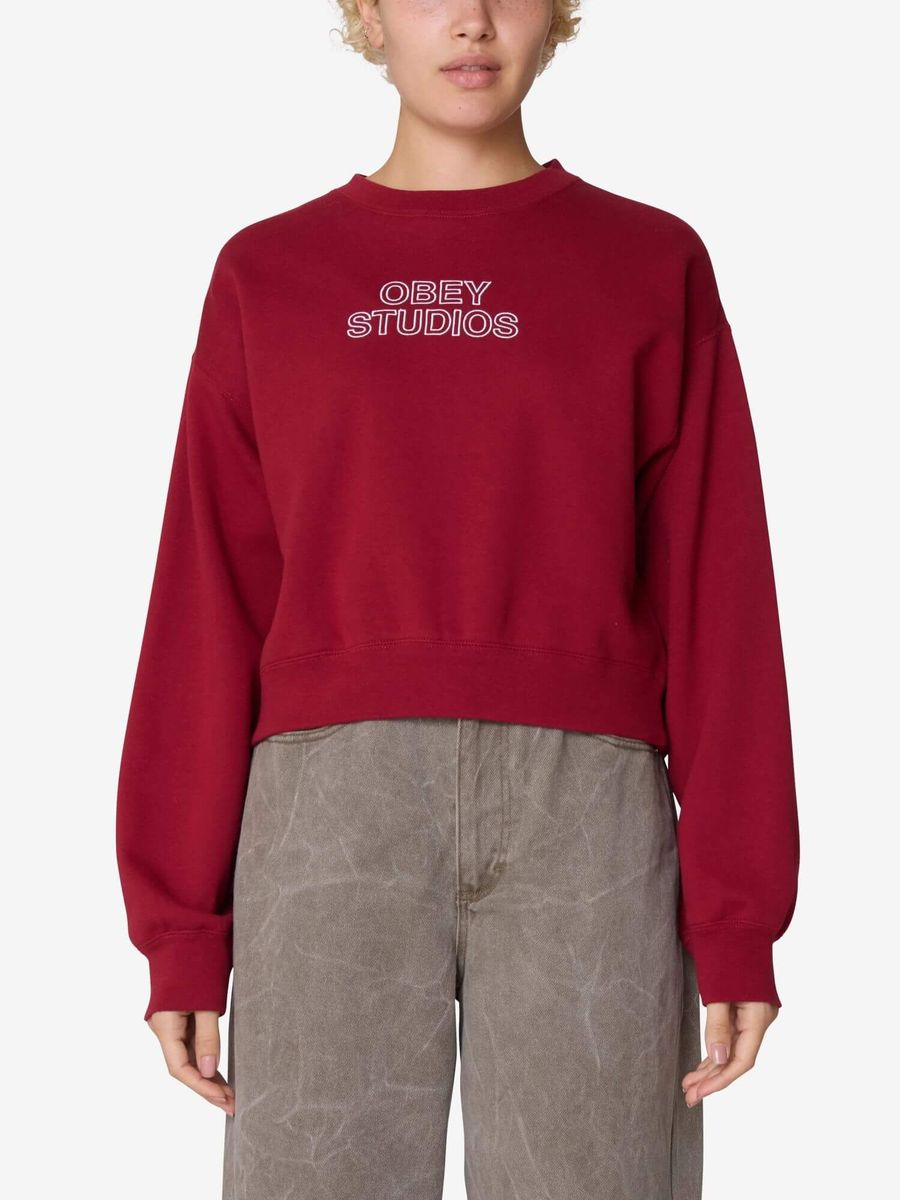 OBEY — Свитшот W Studios Cropped Crew Rhubarb
