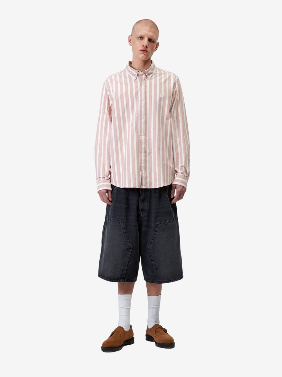 CARHARTT WIP — Рубашка Deven Stipe Oxide Red/White