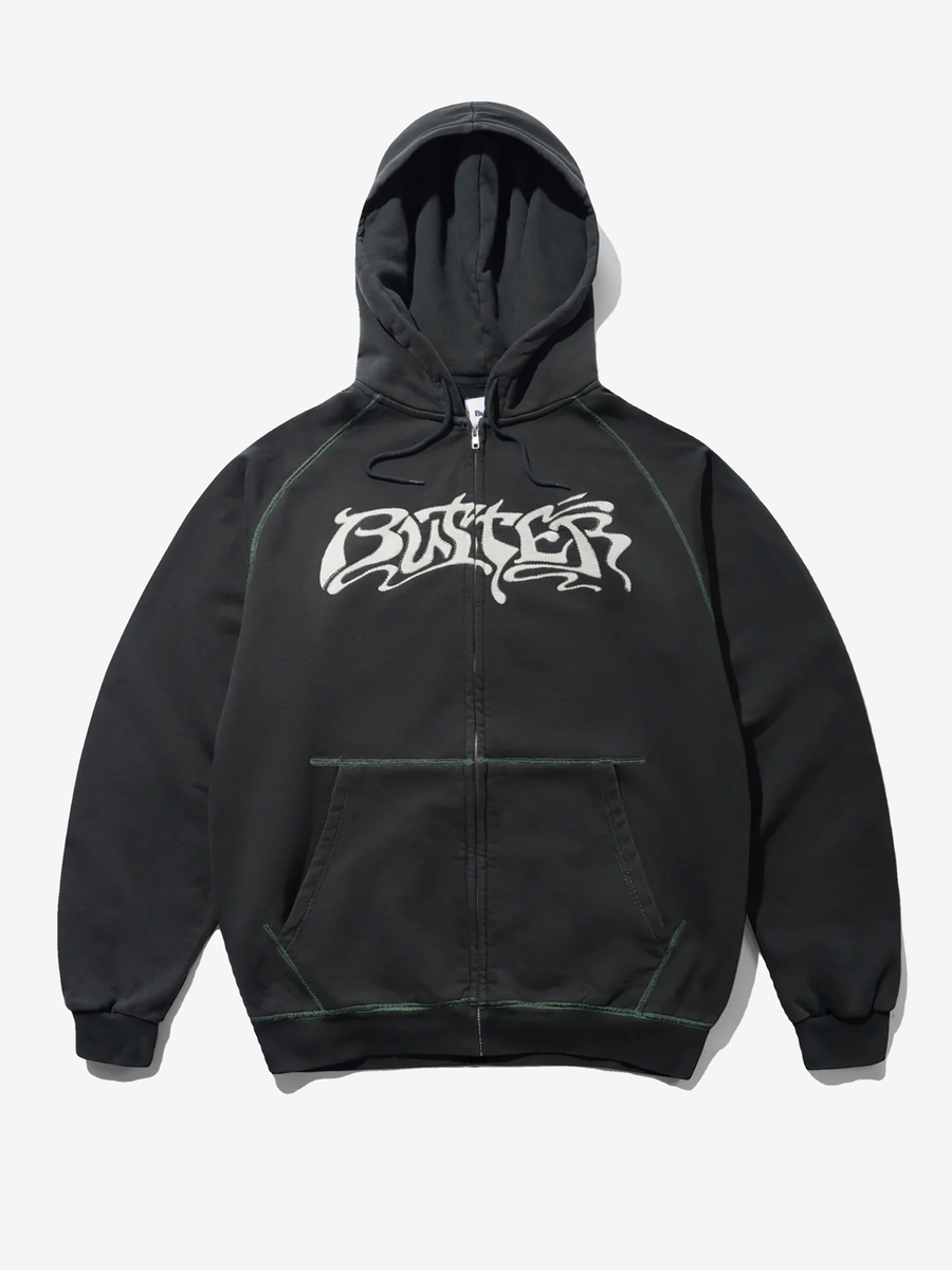 BUTTER GOODS — Худи Drummer Zip-Thru Hood Washed Black