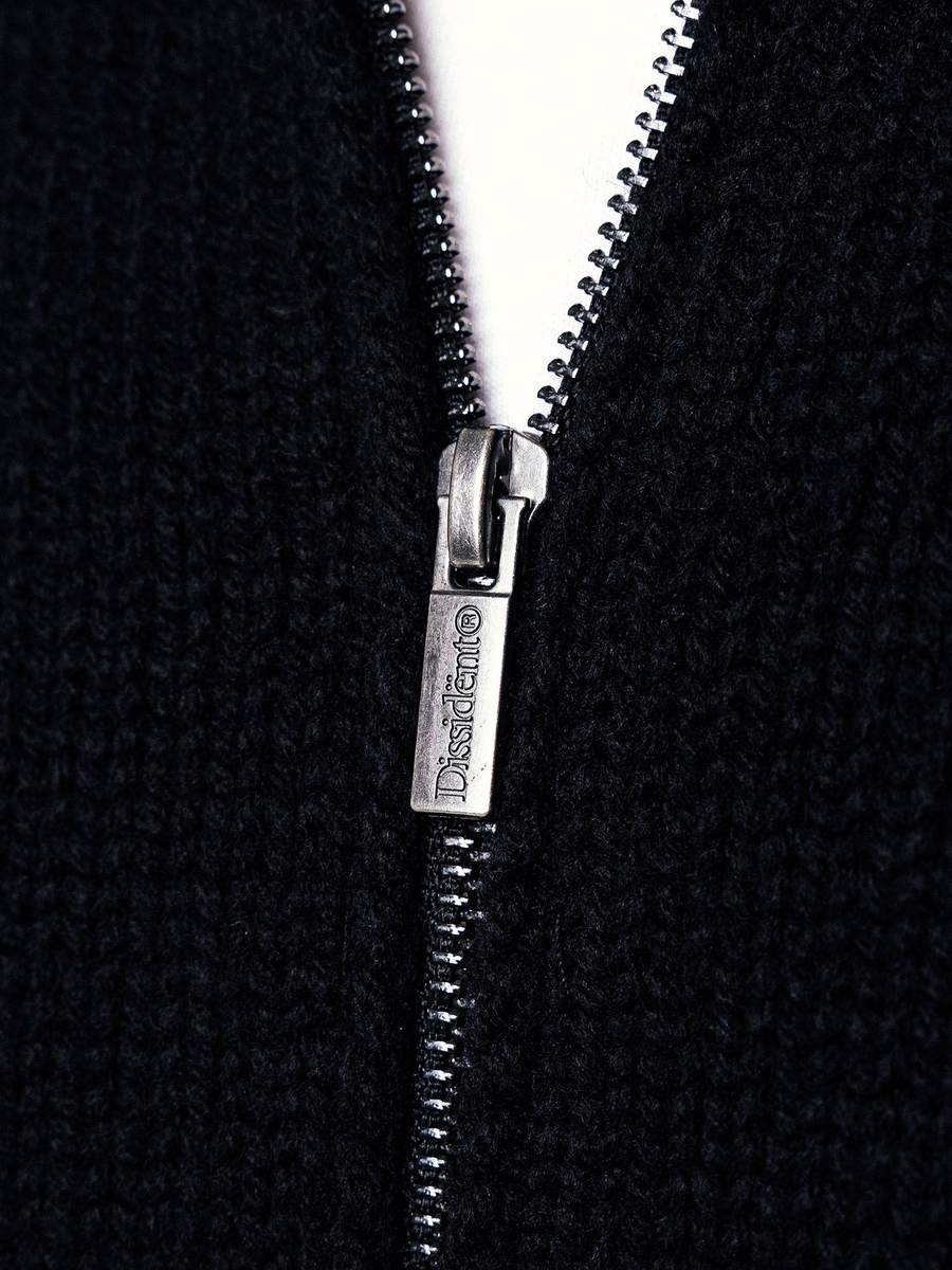 DISSIDENT — Кардиган Stitches Knit Zipper Sweater in Black