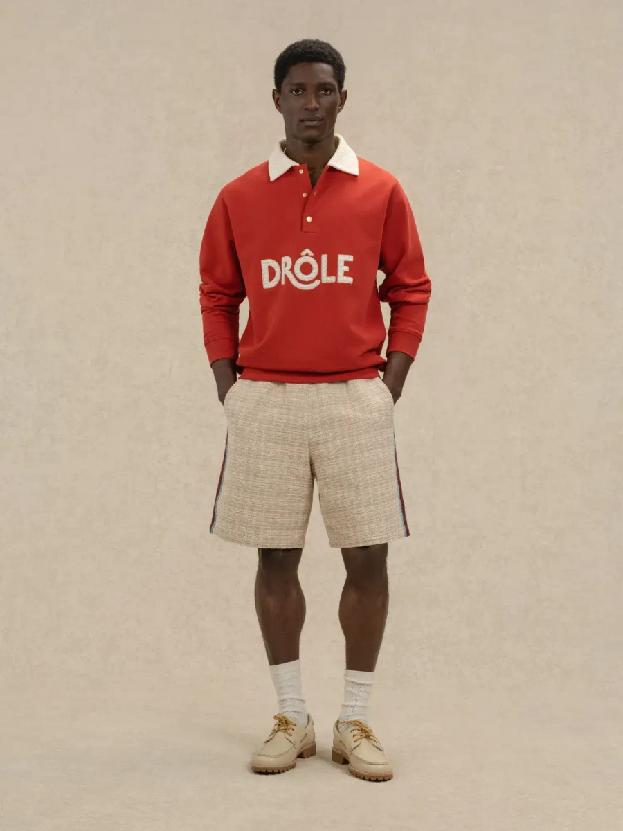 DRÔLE DE MONSIEUR — Поло Polo Drôle Col Crochet Dark Red