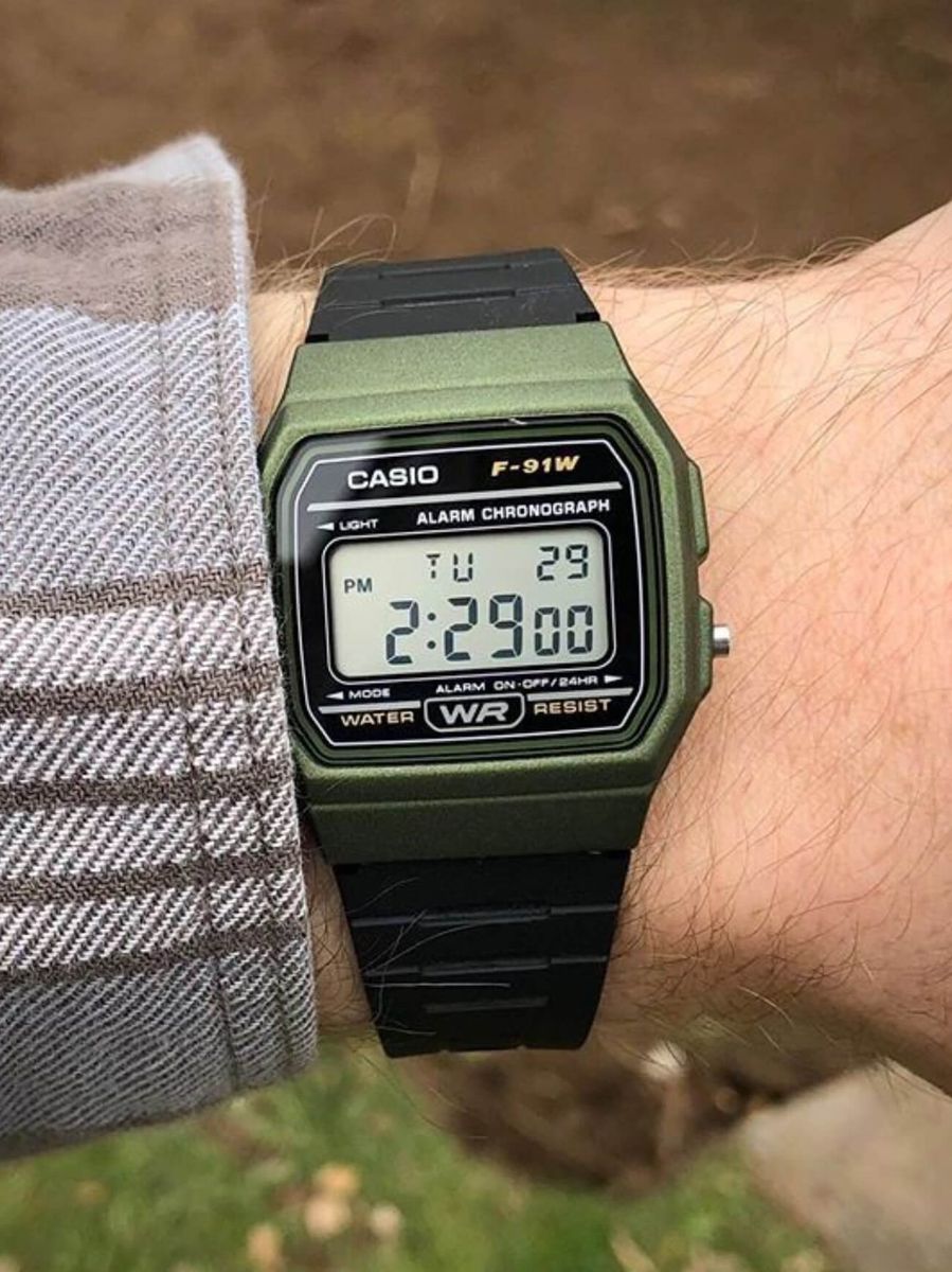CASIO — Часы Casio Collection F-91WM-3A Black/Haki Green