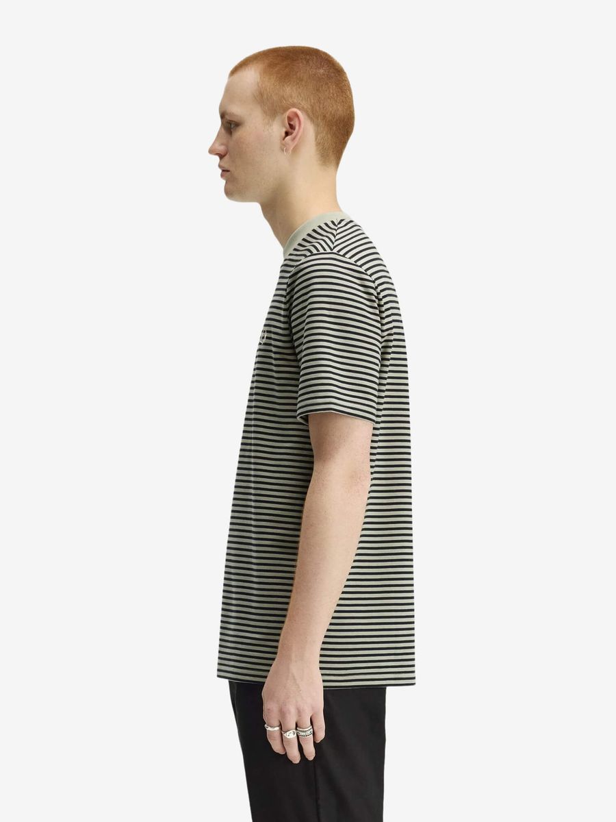 FRED PERRY — Футболка Вязанная Fine Stripe Heavywieght Seagrass