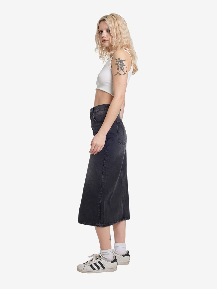 THE RAGGED PRIEST — Юбка Midi Skirt Bleack Charcoa Wash