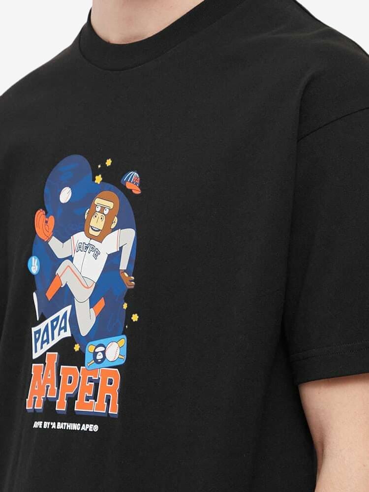 AAPE BY *A BATHING APE — Футболка Aape x Rob Flowers Papa Tee Black