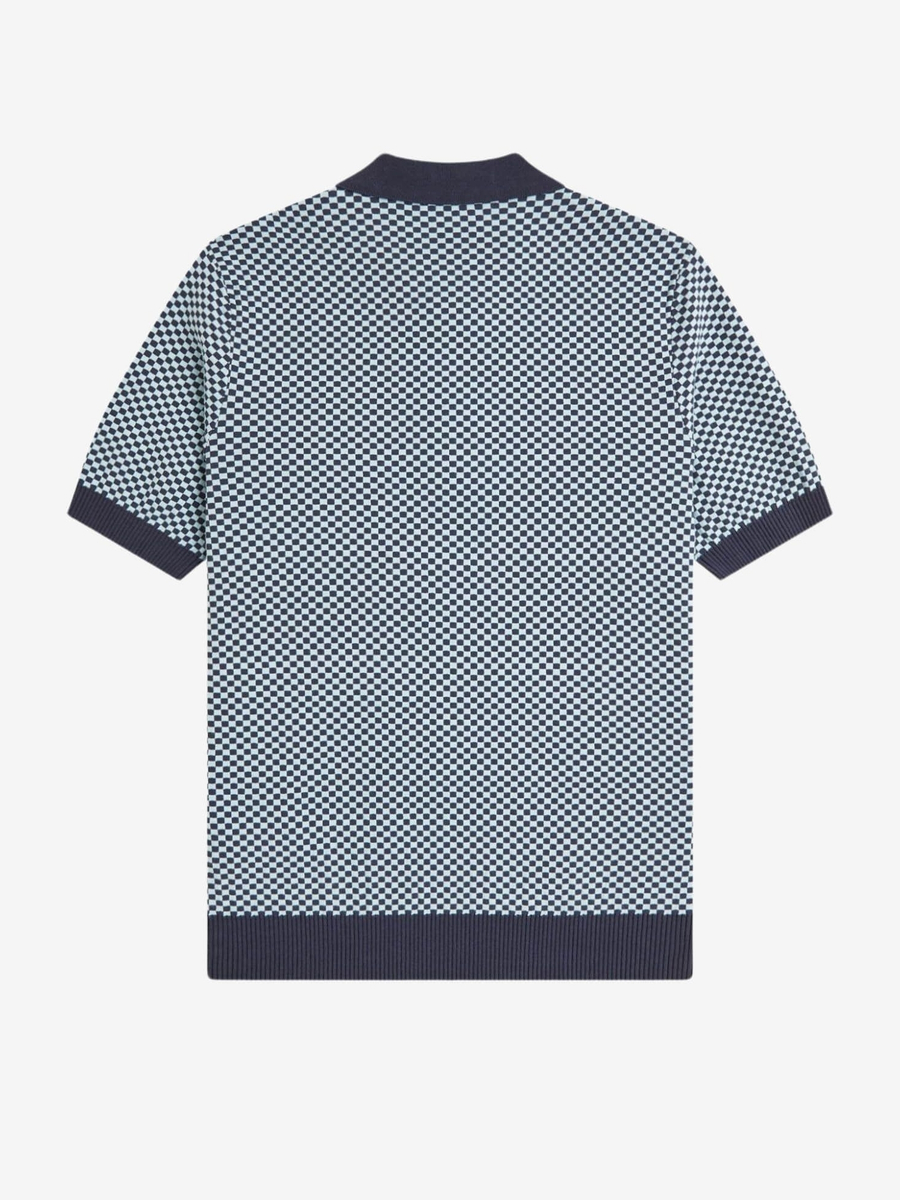 FRED PERRY — Поло Chequerboard Knitted Shirt Dark Airforce