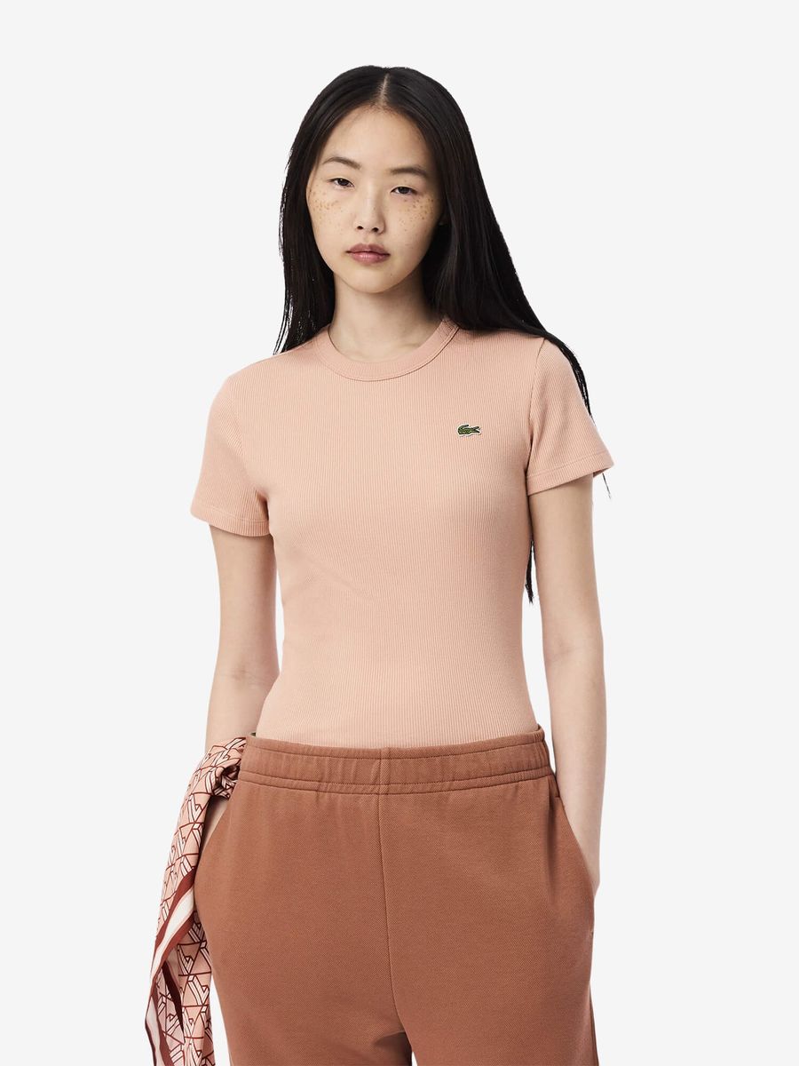 LACOSTE — Футболка W Slim Fit Cotton Fuxia