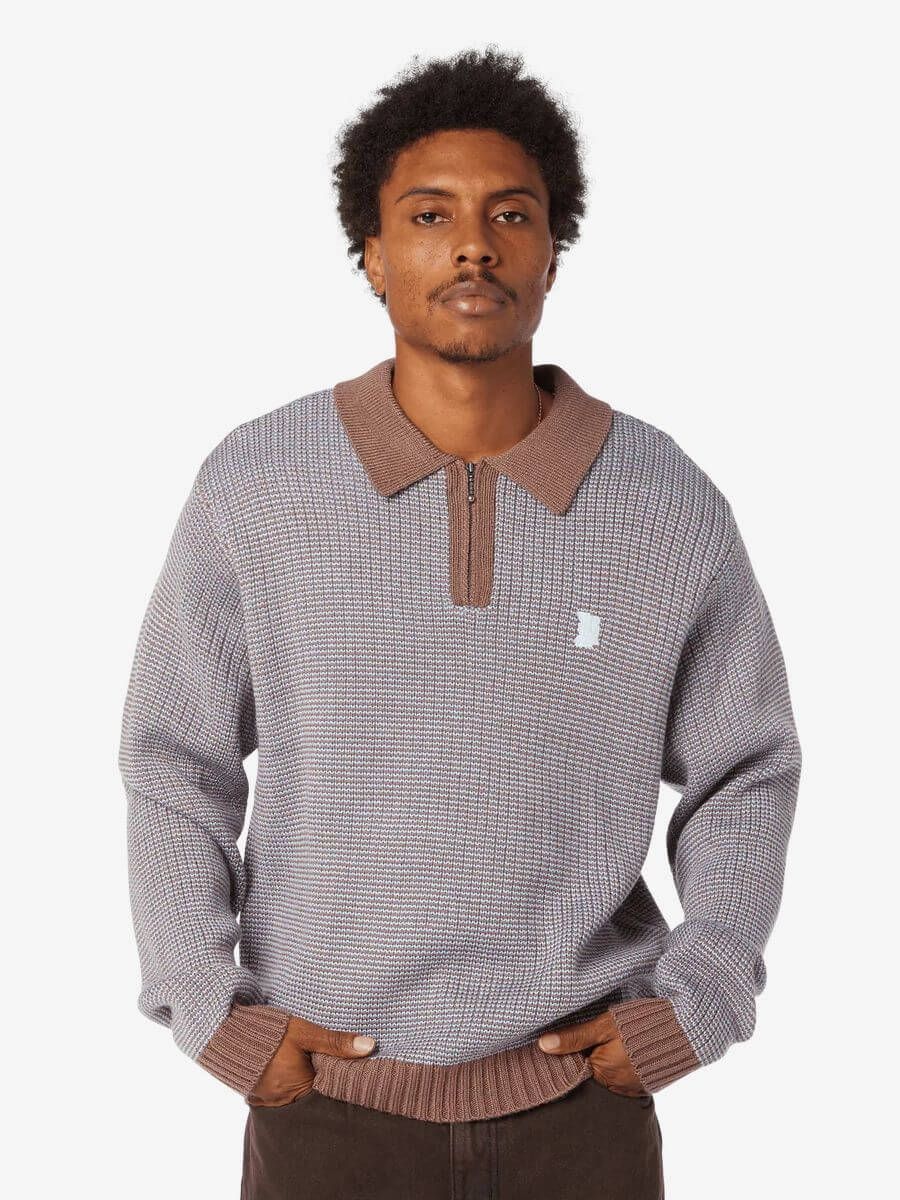 HUF — Свитер вязанный Megablast Two Tone Waffle Sweater Washed Blue/Moss