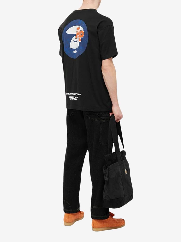 AAPE BY *A BATHING APE — Футболка Aape x Rob Flowers Papa Tee Black