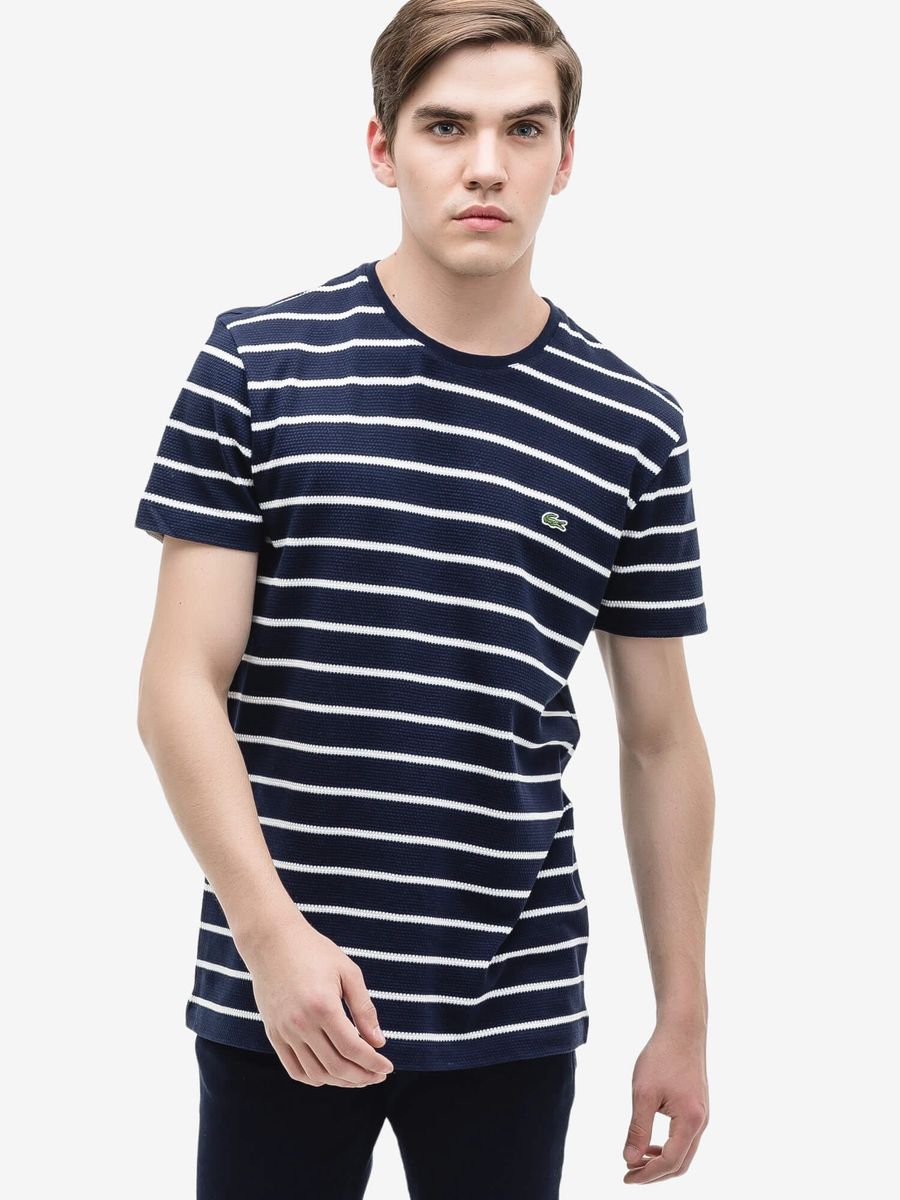 LACOSTE — Футболка Slim Fit Stripe Navy/White