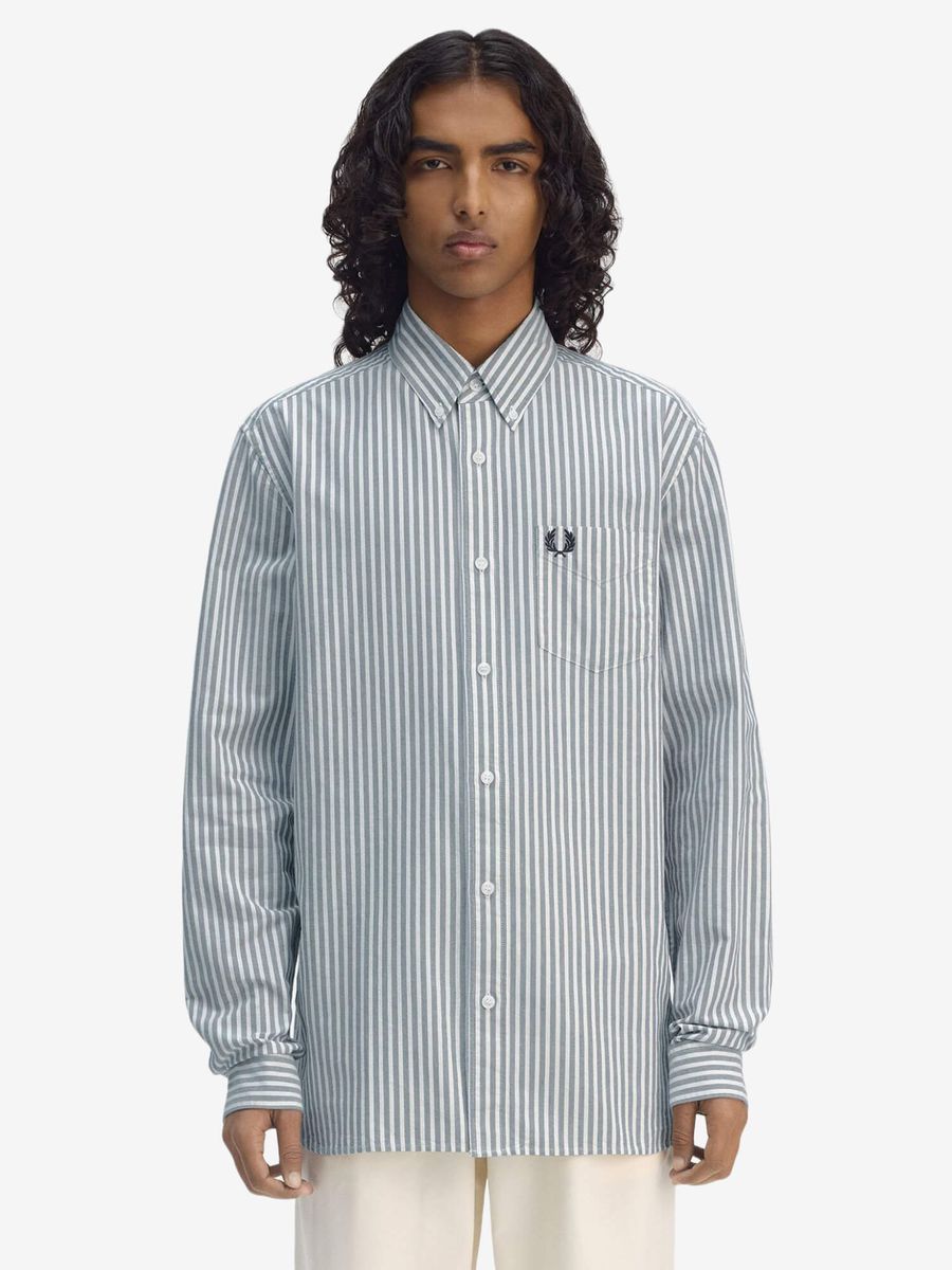 FRED PERRY — Рубашка Oxford Stripe Tennis Blue