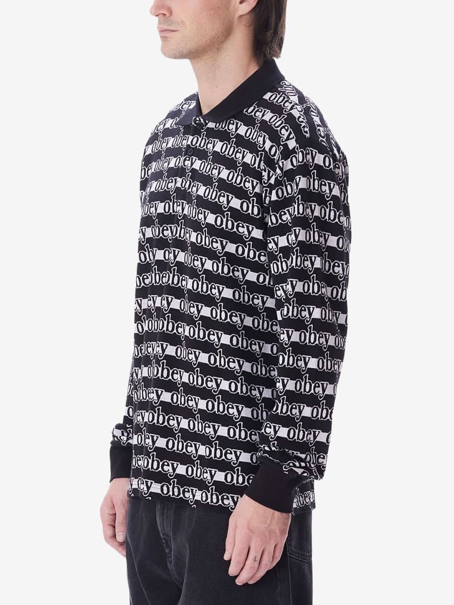 OBEY — Рубашка Поло Дл. Рукав Interlock Logo Jacquard Black Multi