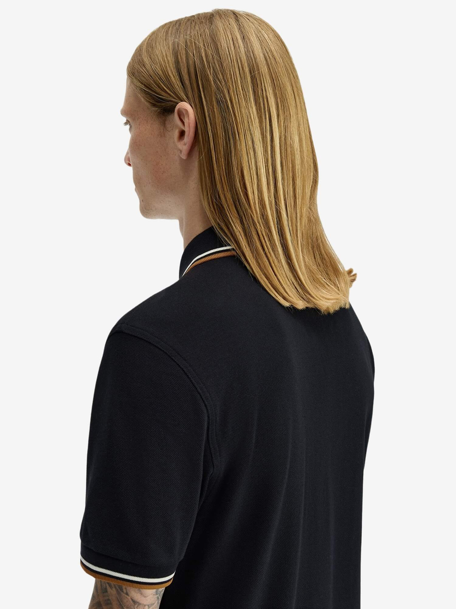 FRED PERRY — Футболка Поло Twin Tipped Polo Black/Ecru/Dark Caramel
