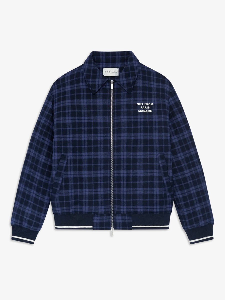 DRÔLE DE MONSIEUR — Куртка Check Flannel Jacket With Slogan Navy