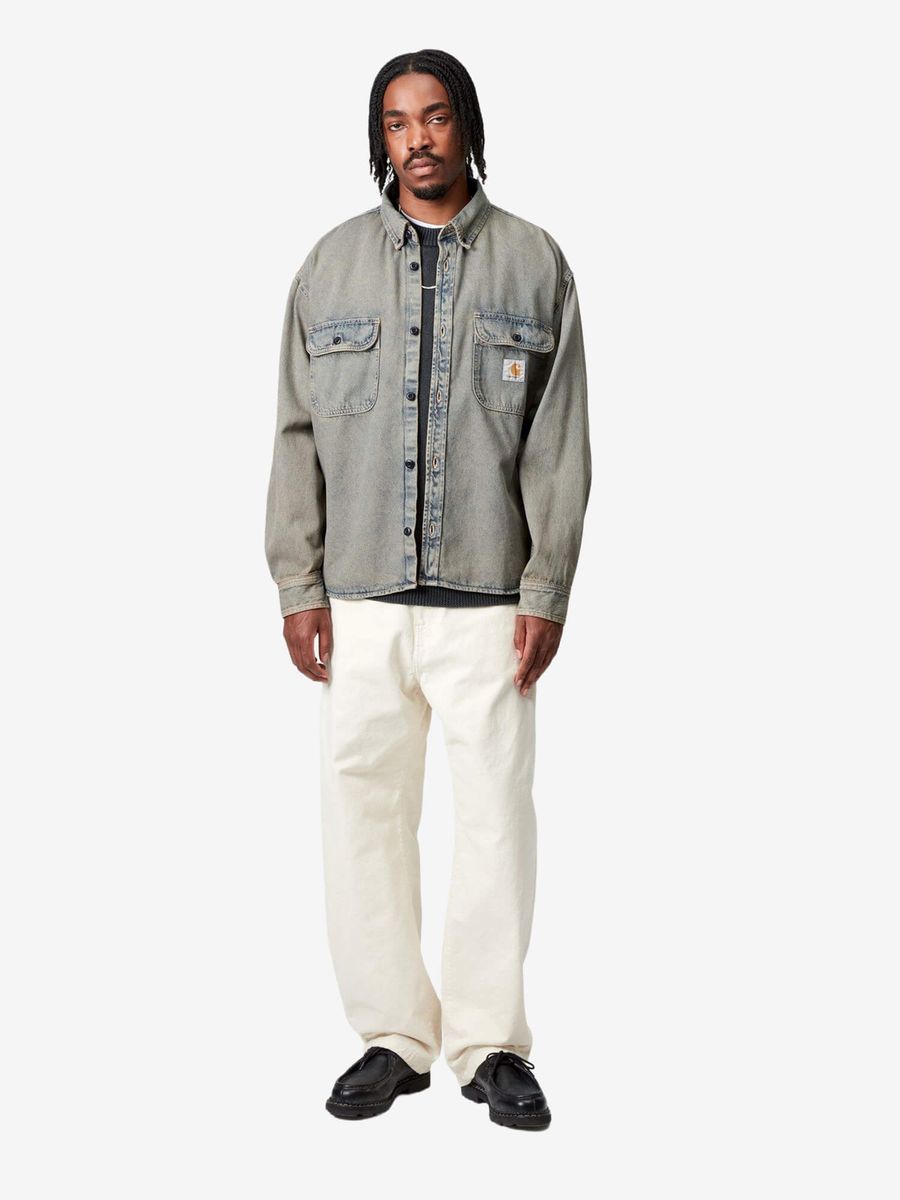 CARHARTT WIP — Рубашка L/S Tigan Shirt jac Blue/Leather (Garment Dyed)
