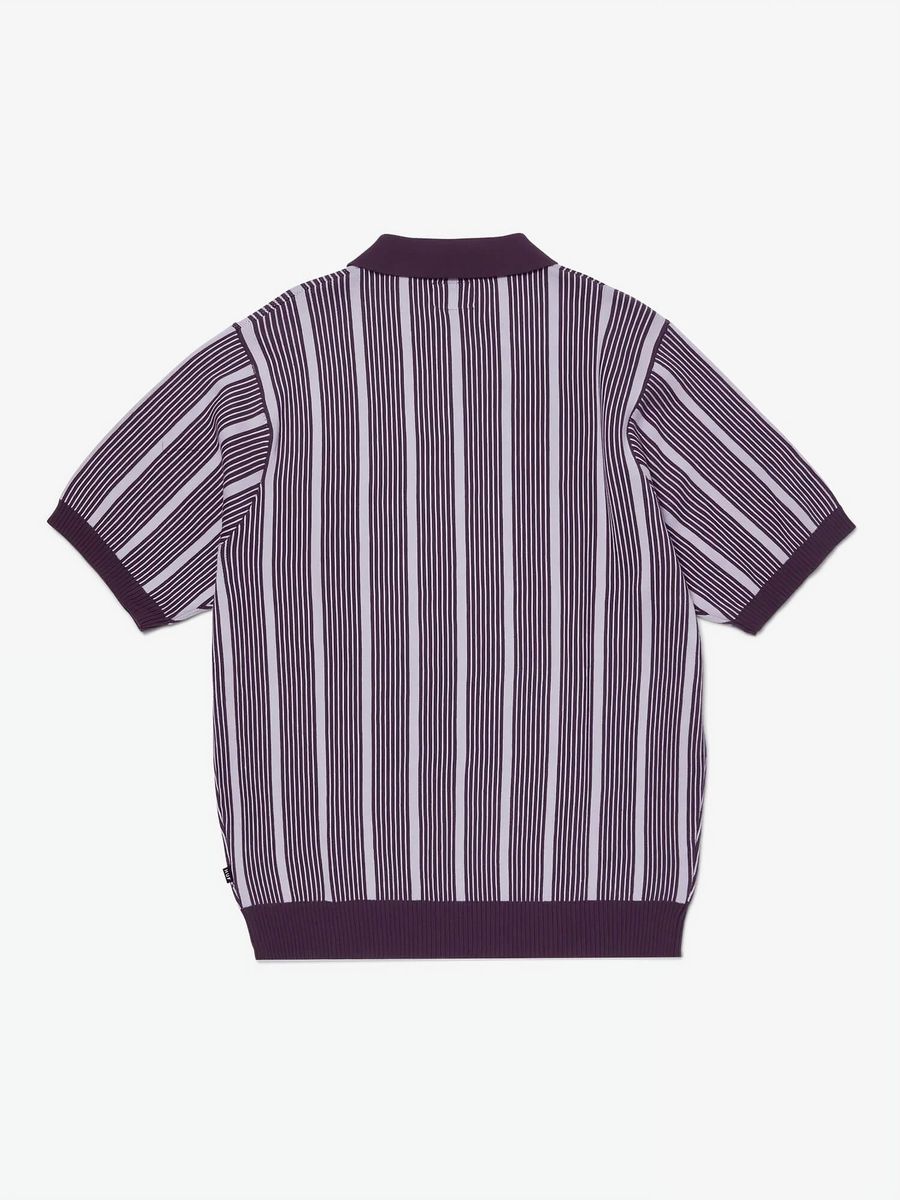 HUF — Поло-вязанное Trace Stripe S/S Knit Dust Purple