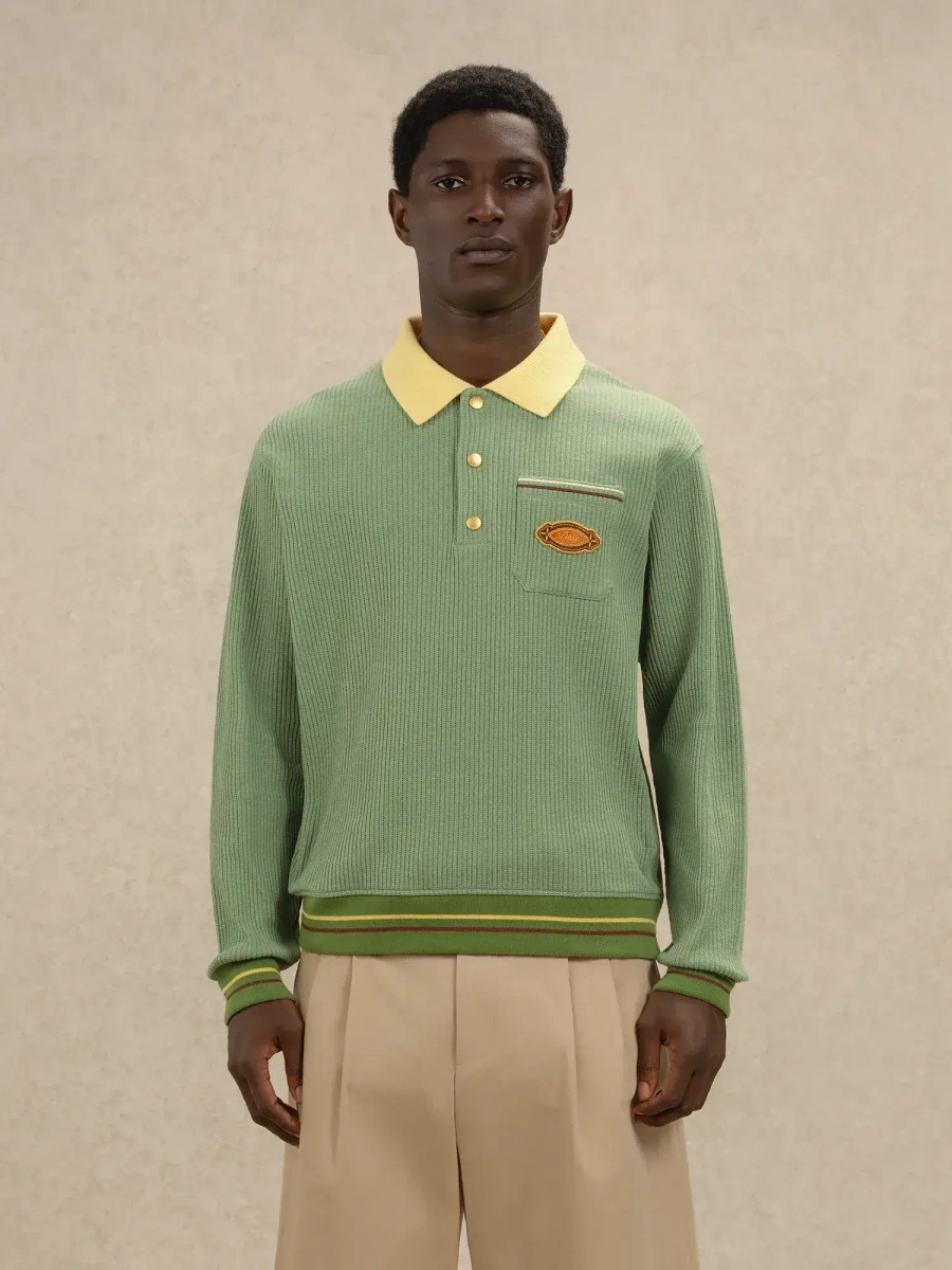 DRÔLE DE MONSIEUR — Поло Polo ML Drôle Patch Light Green