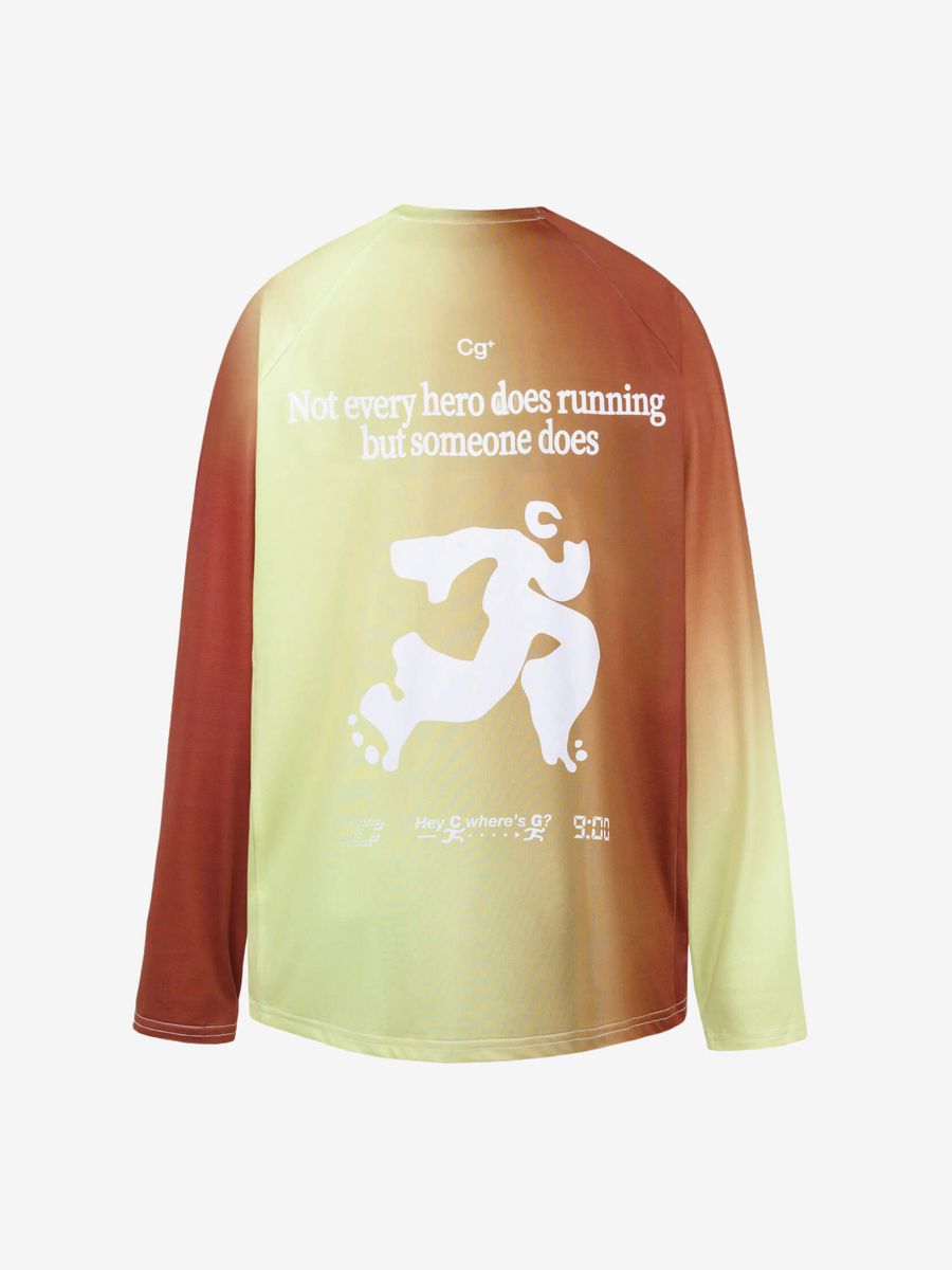 CALLED A GARMENT — Лонгслив Running Медный/Желтый Неон