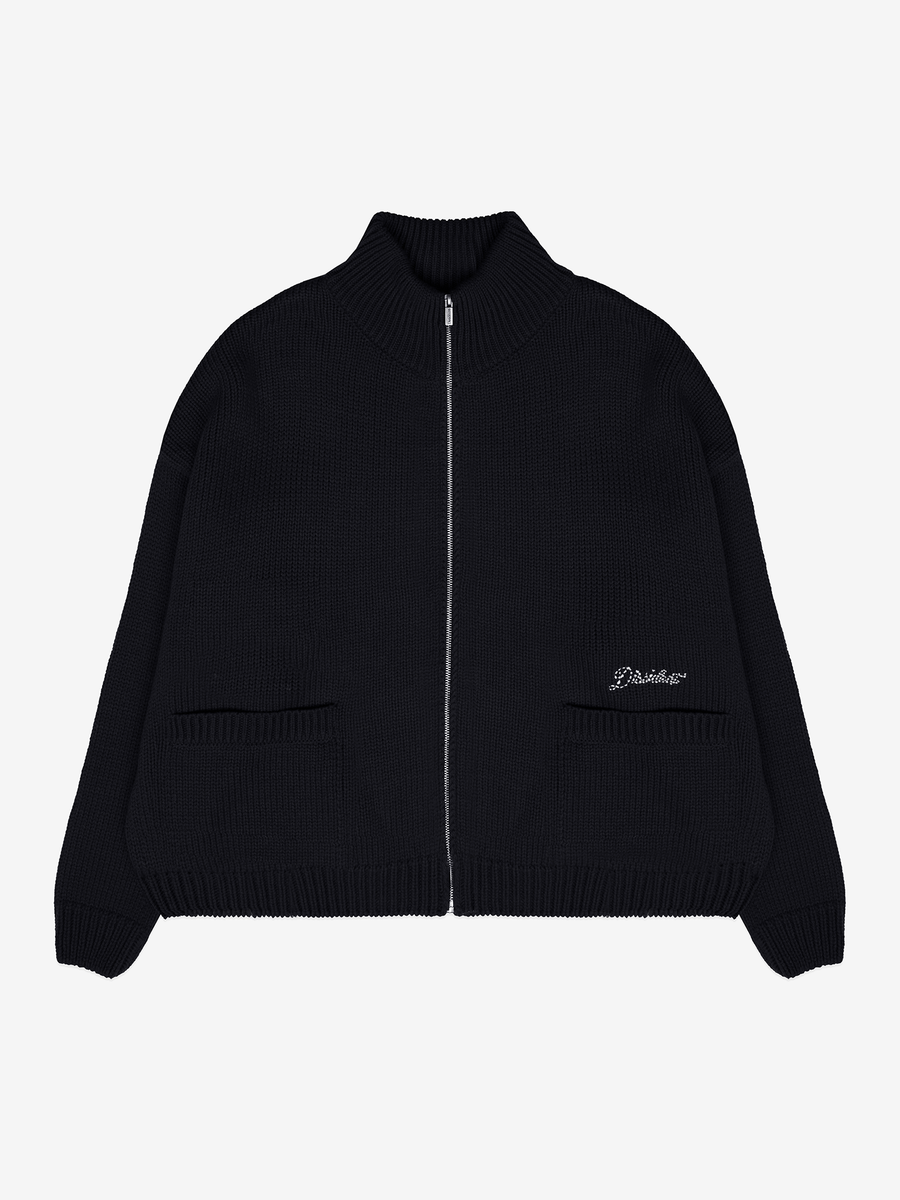 DISSIDENT — Кардиган Stitches Knit Zipper Sweater in Black