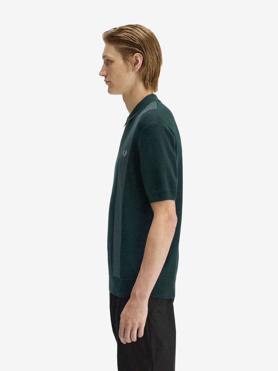 FRED PERRY — Поло Panel Detail Knitted Shirt Grassroots
