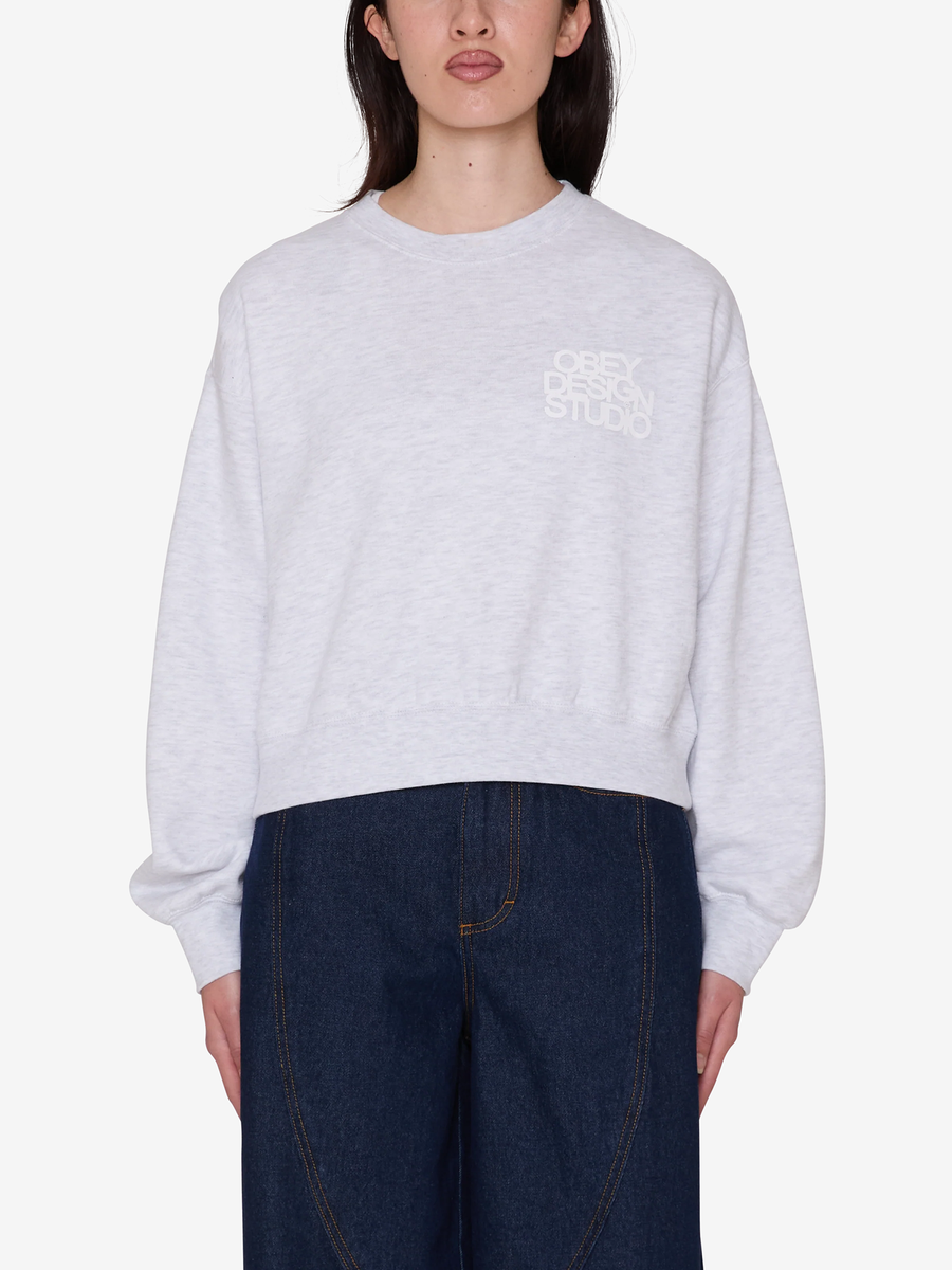 OBEY — Свитшот W Design Studio Cropped Crew Ash Heather Grey
