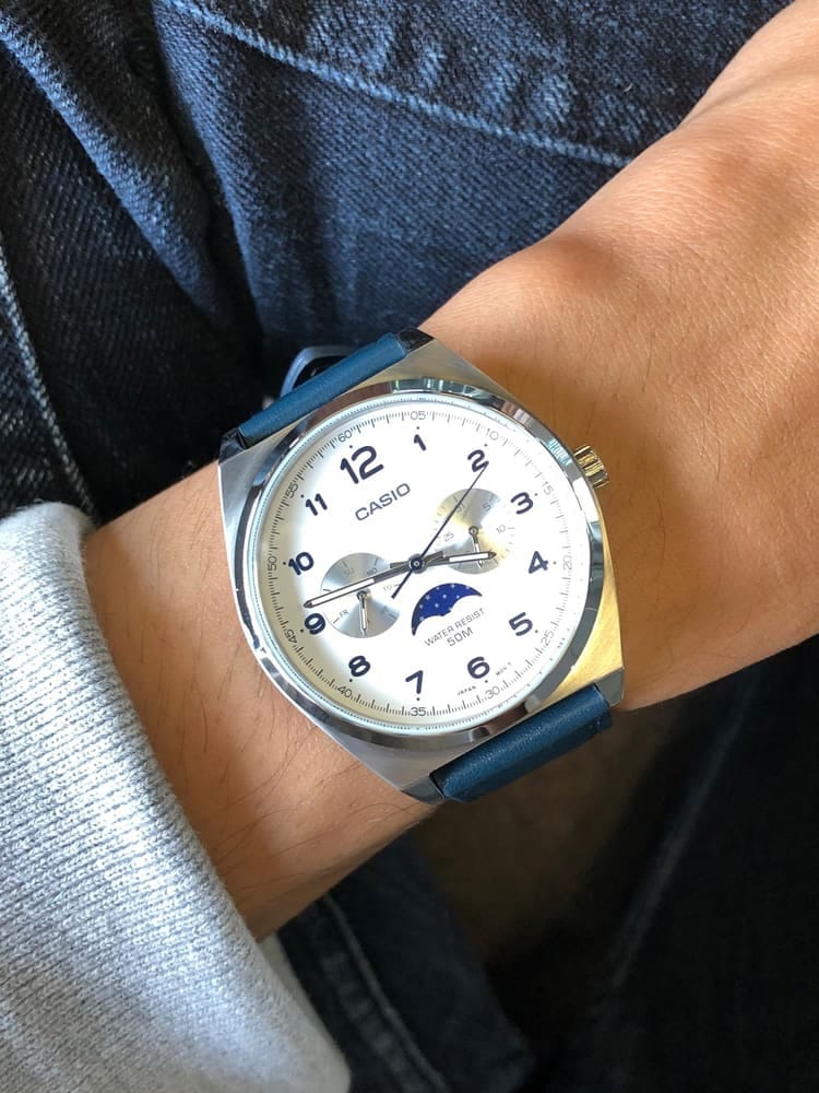 CASIO — Часы Casio Collection MTP-M300L-7A Silver/Navy Blue Leather
