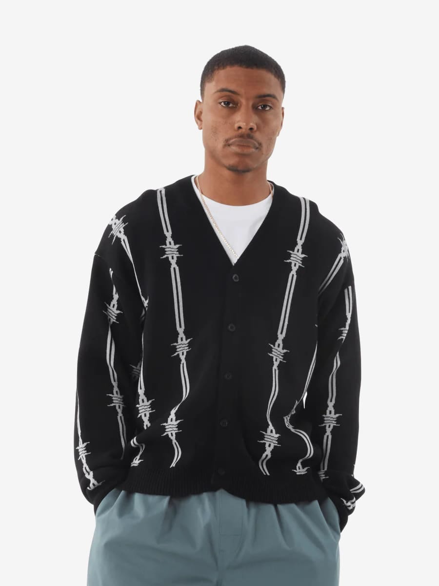 HUF — Кардиган Вязаный Barbed Wire Black