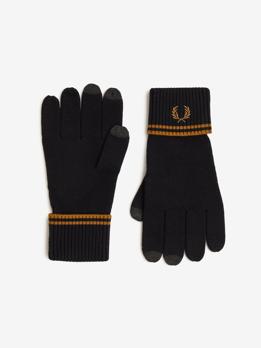 FRED PERRY — Перчатки Twin Tipped Merino Wool Glove Black/Caramel