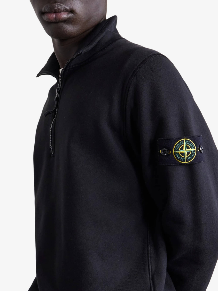 STONE ISLAND — Свитшот Half-Zip Polo Crewneck Black