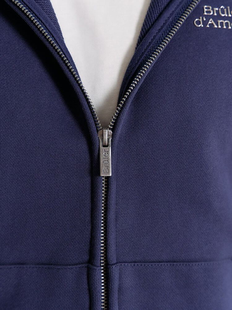 BRÛLER D’AMOUR — Худи Zip Logo de Base 01 Navy Blue