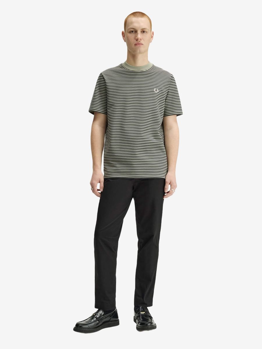 FRED PERRY — Футболка Вязанная Fine Stripe Heavywieght Seagrass