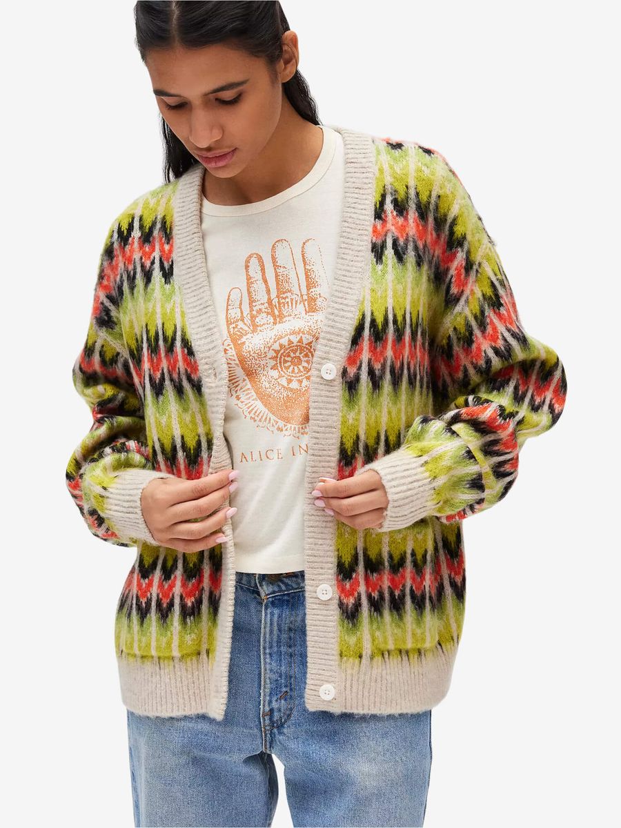 OBEY — Кардиган Вязанный W Granny Lime Multi