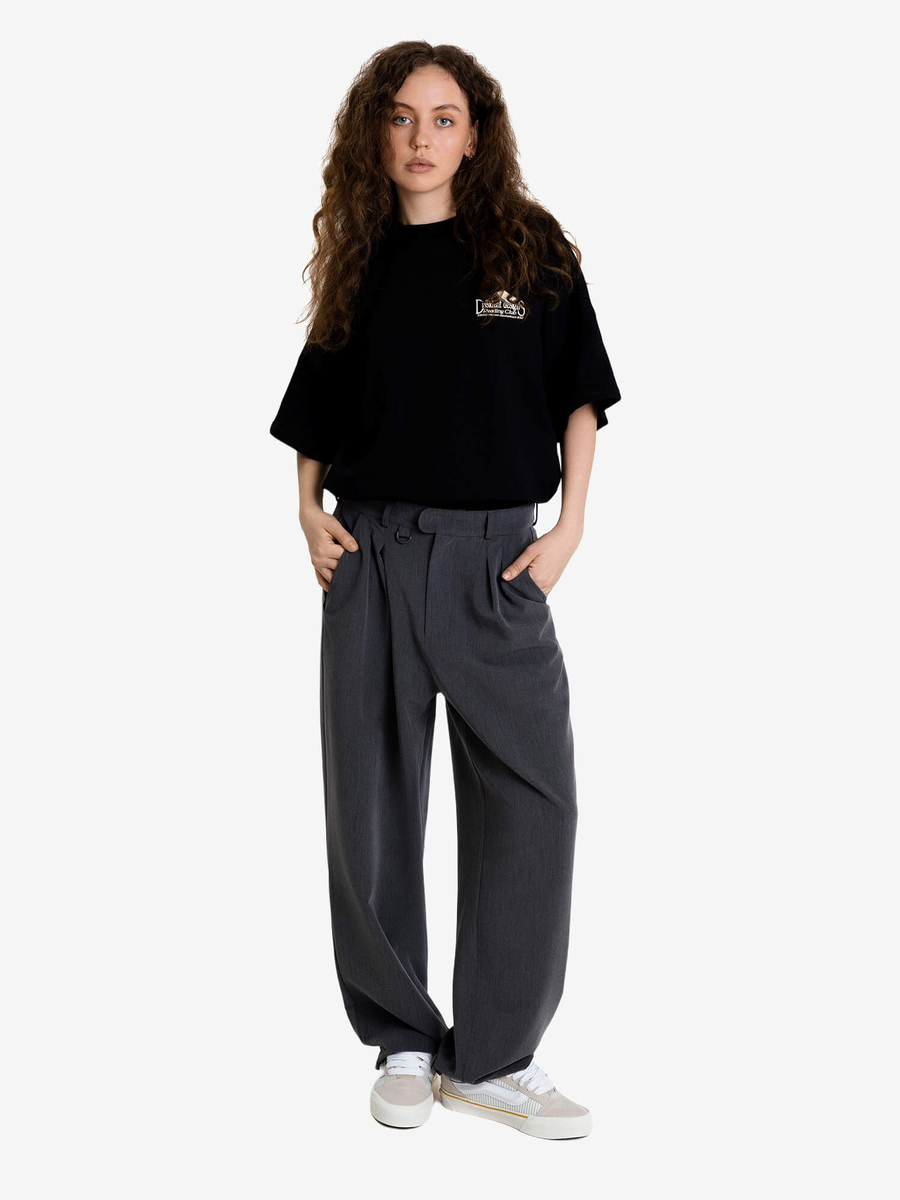 DISSIDENT — Штаны Graduate Wide Trousers in Melange Grey