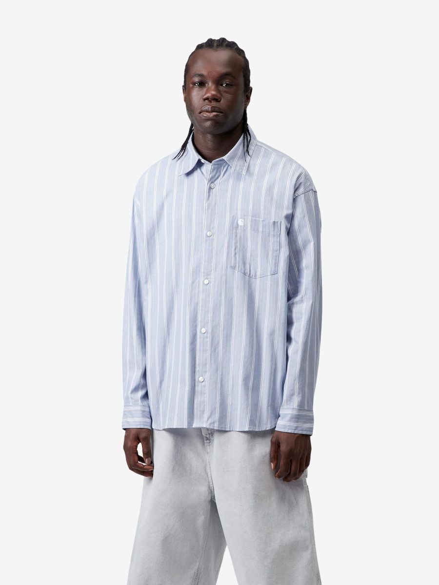 CARHARTT WIP — Рубашка L/S Beale Stripe Shirt Gentle Blue/White