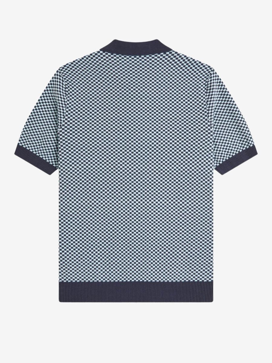 FRED PERRY — Поло Chequerboard Knitted Shirt Dark Airforce
