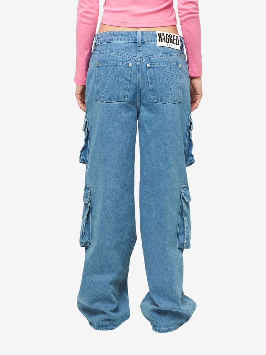 THE RAGGED PRIEST — Mid Blue Combat Release Jeans