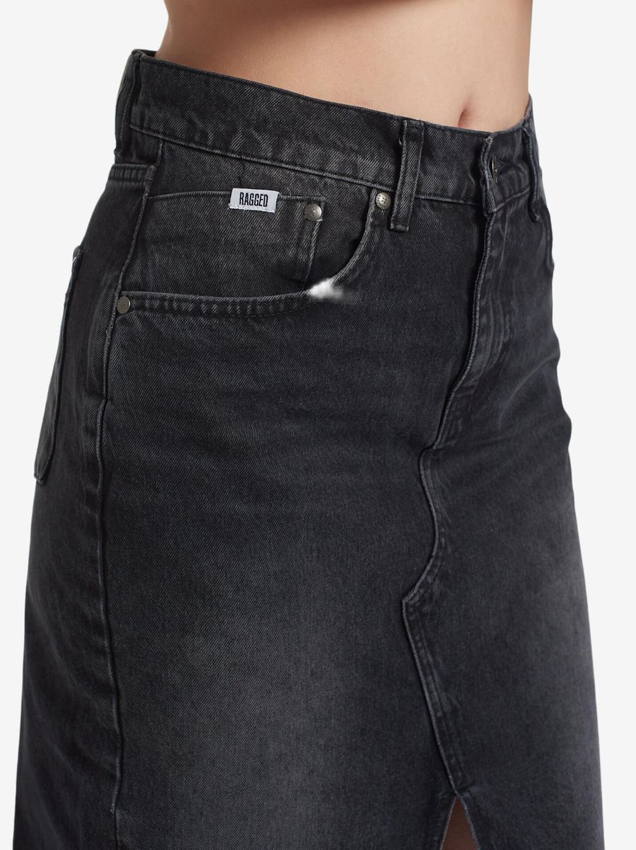 THE RAGGED PRIEST — Юбка Midi Skirt Bleack Charcoa Wash