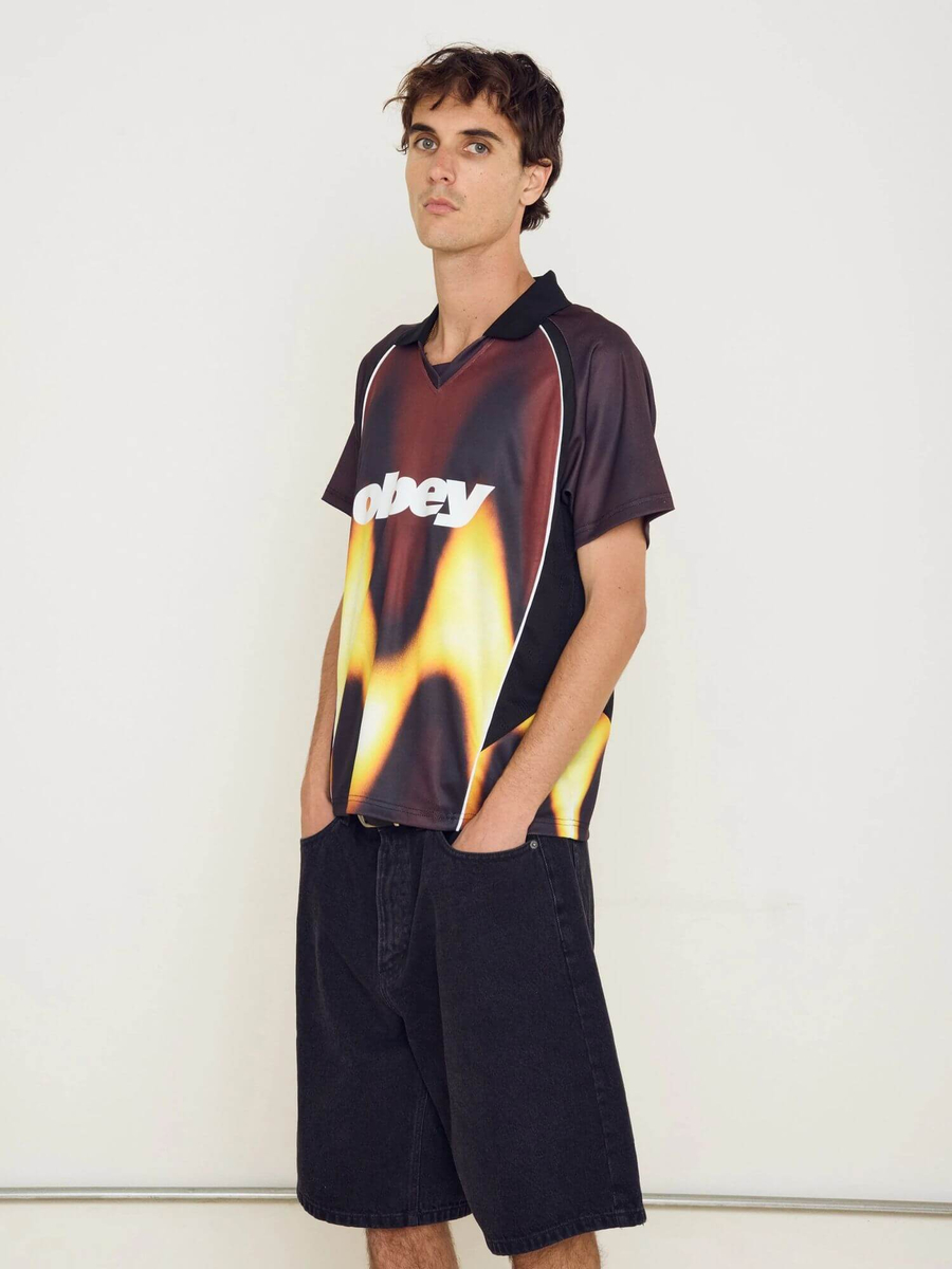 OBEY — Футболка Джерси Blurred Soccer Jersey Burnt Red Multi