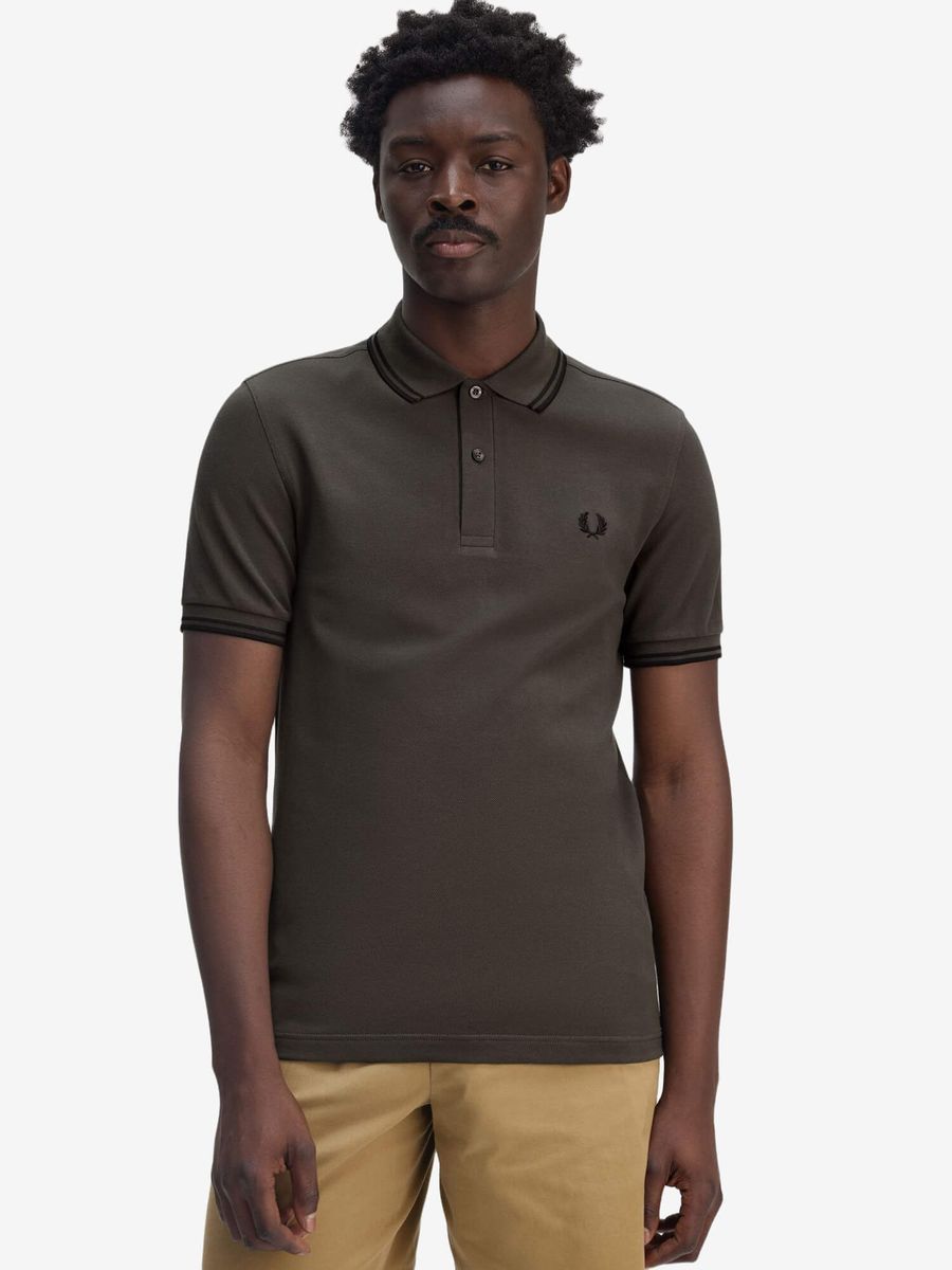 FRED PERRY — Футболка Поло Twin Tipped Polo Field Green