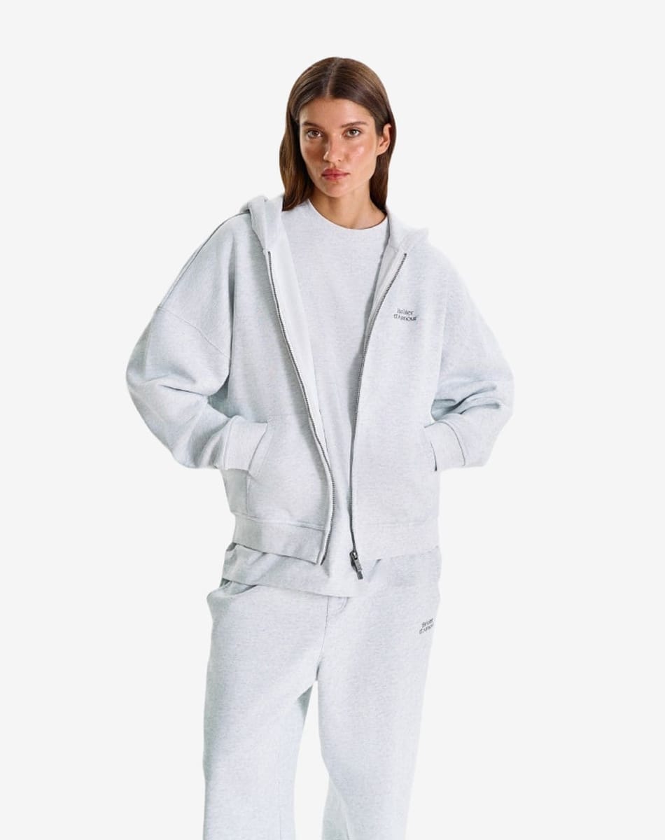 BRÛLER D’AMOUR — Худи Zip Logo de Base 01 Grey Melange