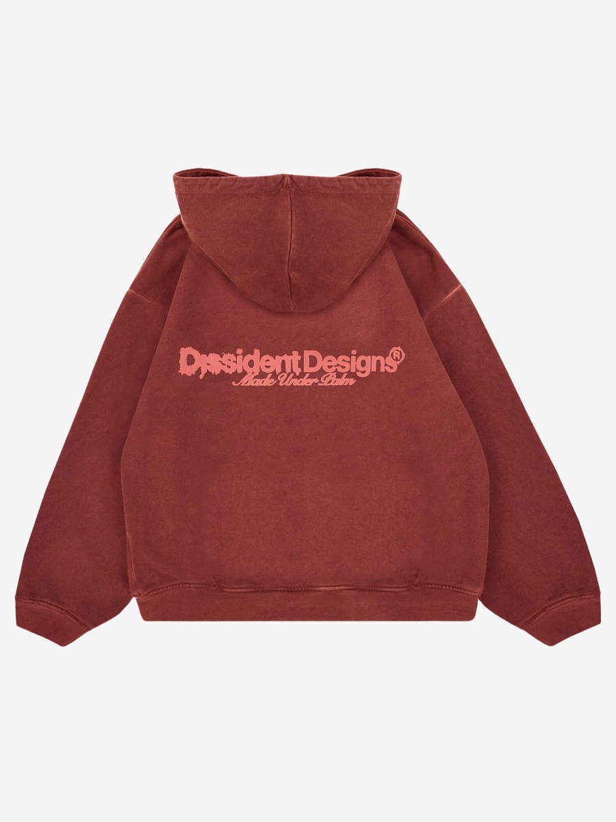 DISSIDENT — Худи DD Pufed Ink Dyed Hoodie in Faded Red