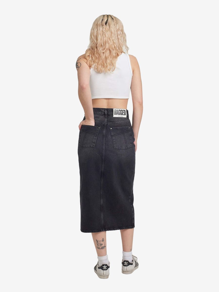 THE RAGGED PRIEST — Юбка Midi Skirt Bleack Charcoa Wash