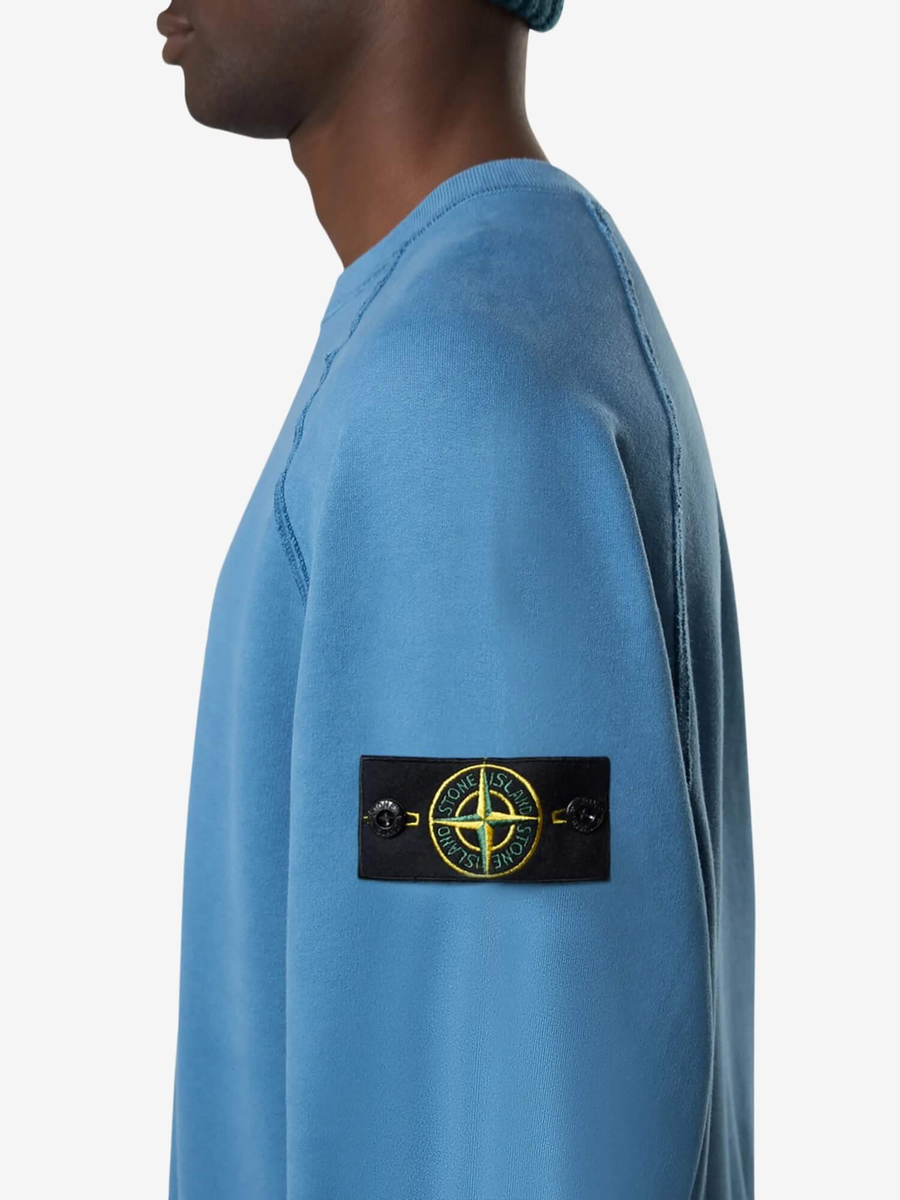 STONE ISLAND — Свитшот Organic Cotton Sweatshirt Gnawed Blue