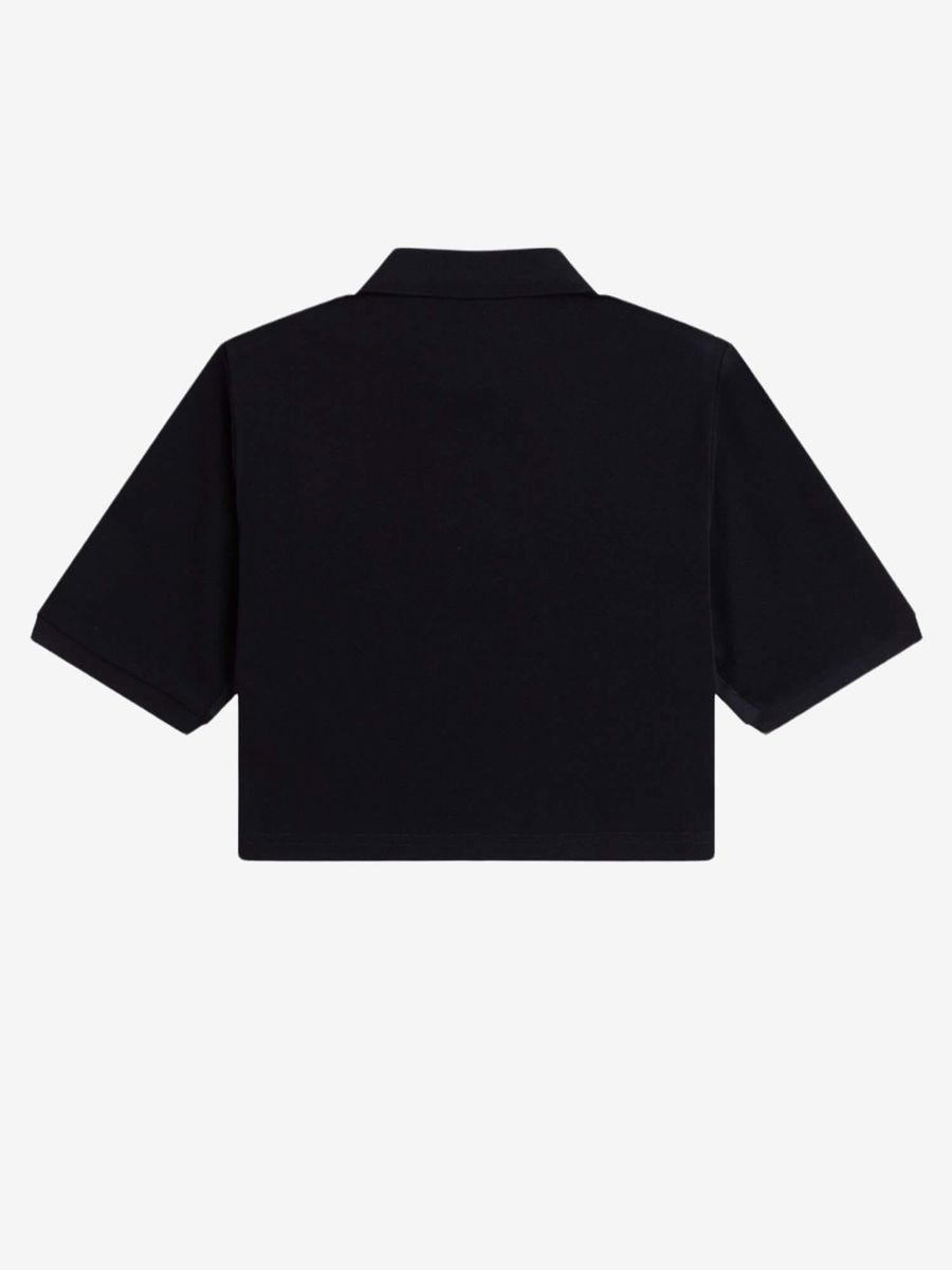 FRED PERRY — Поло укороченное W Stripe Tape Polo Shirt Black/Champagne