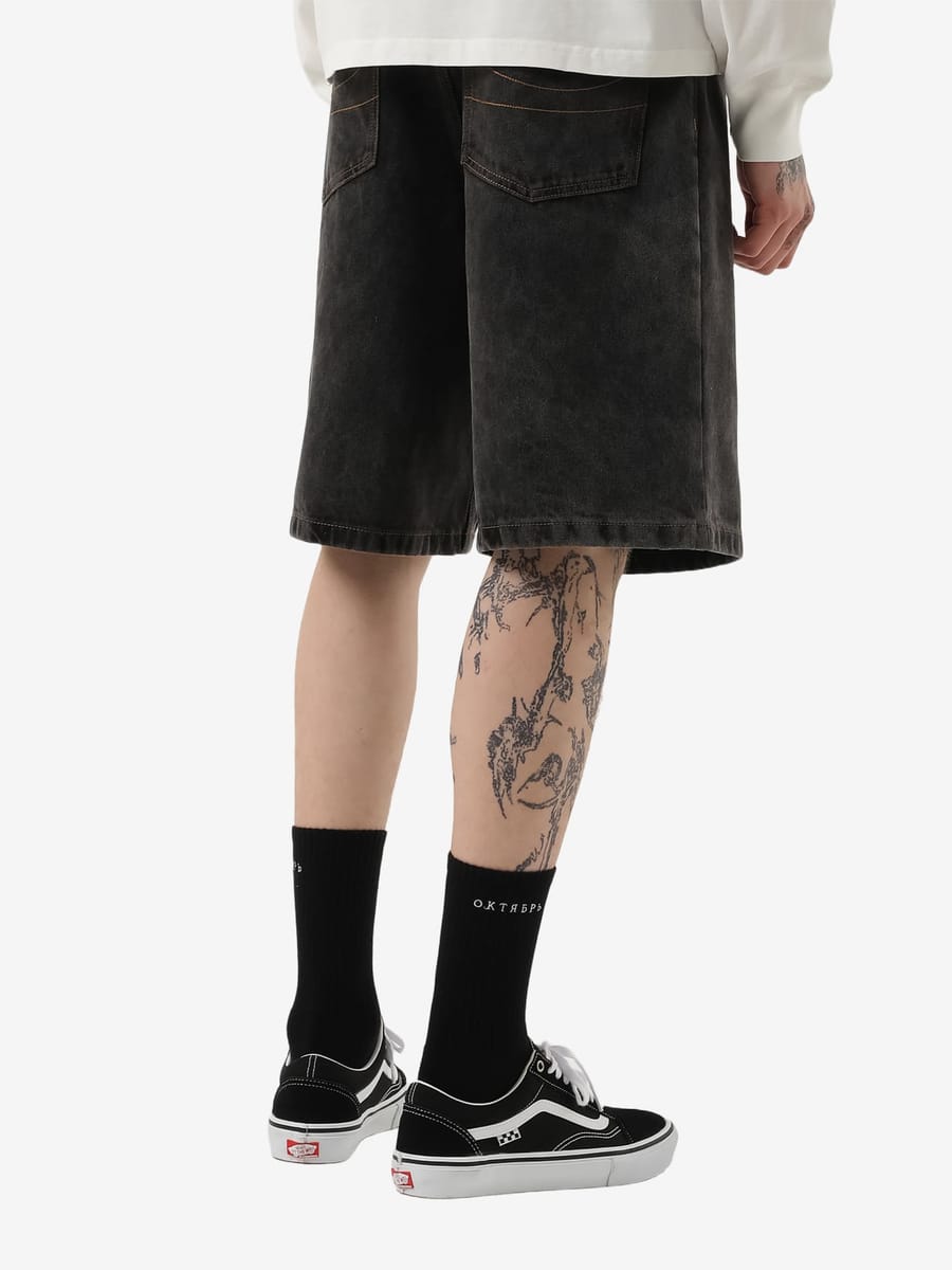 ОКТЯБРЬ — Шорты AW'25 OG Logo Baggy Black (Stone Washed)