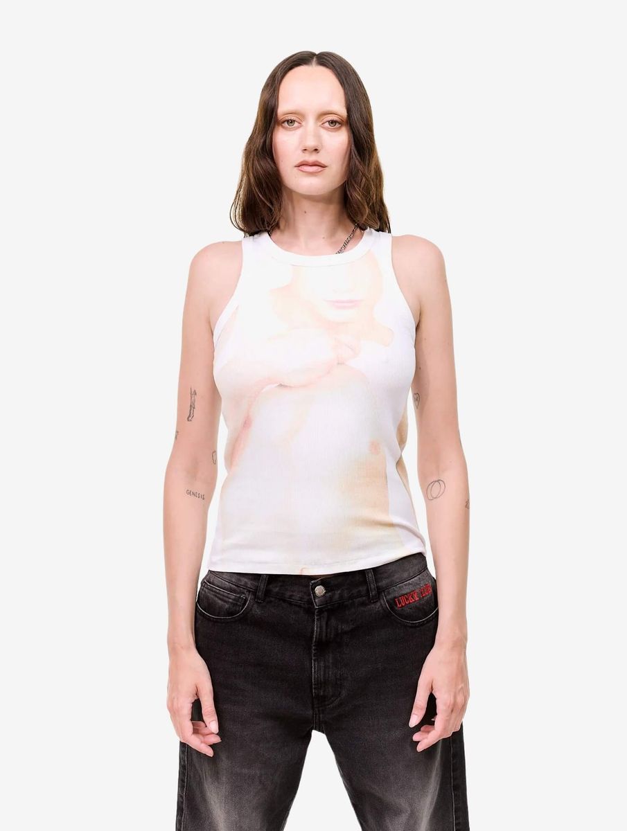 CARNE BOLLENTE — Майка Tank Top Power Bottom White