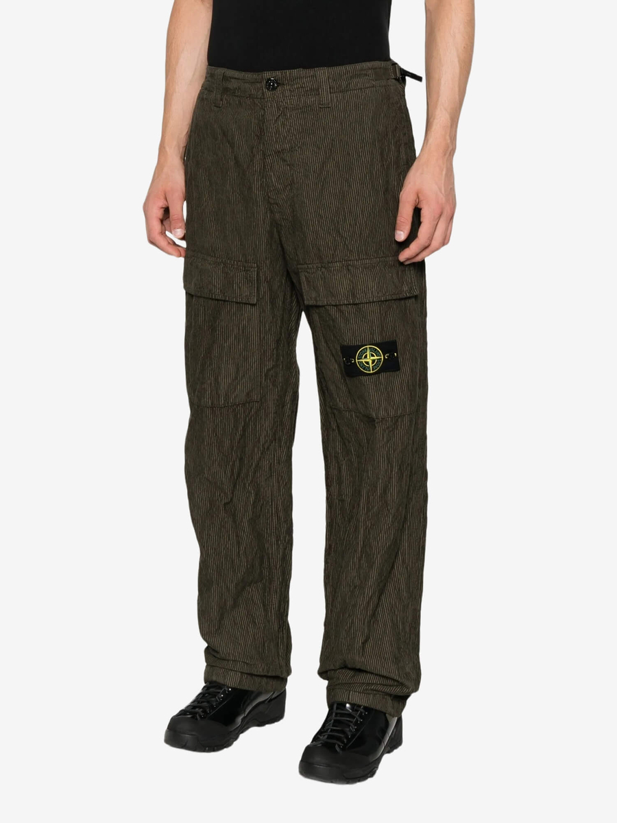 STONE ISLAND — Штаны Wrinkled Corduroy Trousers Green