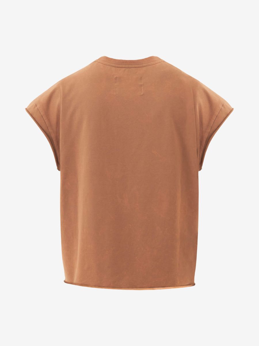 CALLED A GARMENT — Майка Grandpa's Running Выстиранный коричневый