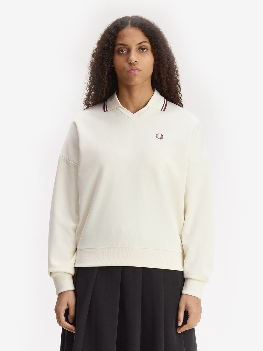FRED PERRY — Свитшот W Twin Tipped Open Collar Sweathshirt Ecru