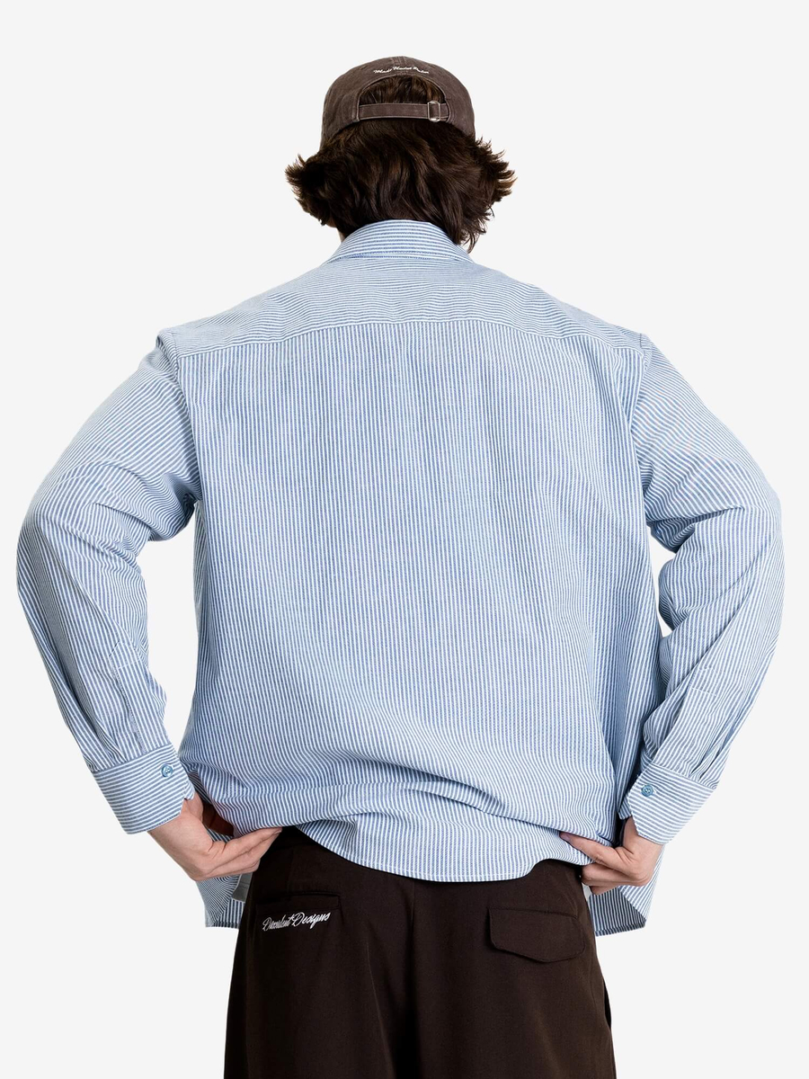 DISSIDENT — Рубашка Script Oxford Pocket Short in White/Navy